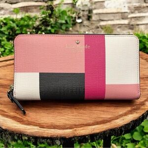 Kate Spade New York Storybook Lining Emma Lane Stacey Zip Around Long Wallet EUC